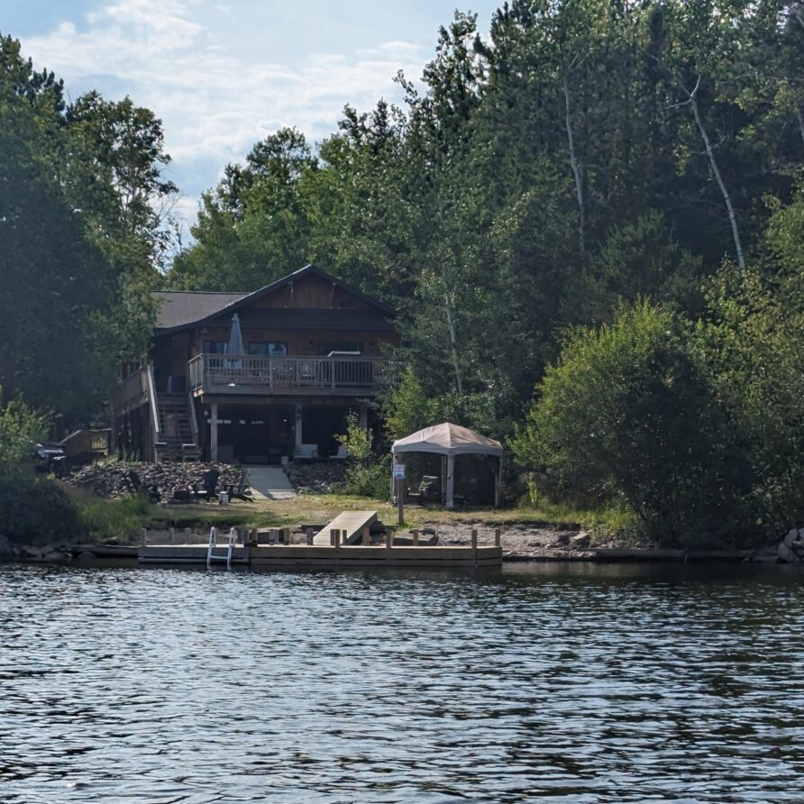 photo of the lodge from the water